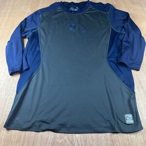 Nike Pro Combat Dri-Fit Authentic Collection 3/4 Sleeve Shirt Navy Gray L